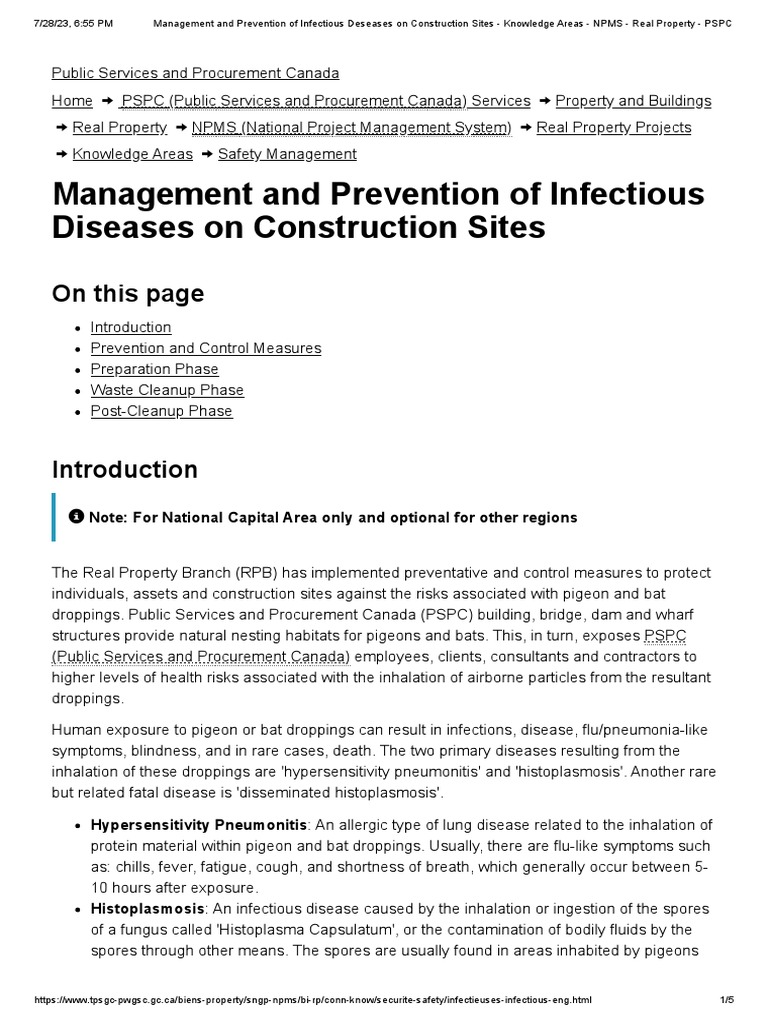 Management and Prevention of Infectious Deseases On Construction Sites ...