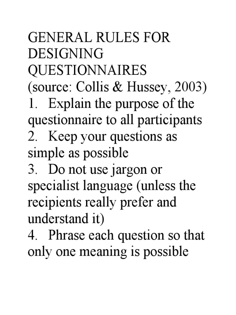 General rules for designing questionnaires pdf questionnaire question