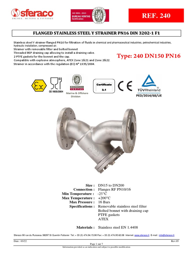YStrainer Data Sheet PDF Mechanical Engineering Physical Sciences