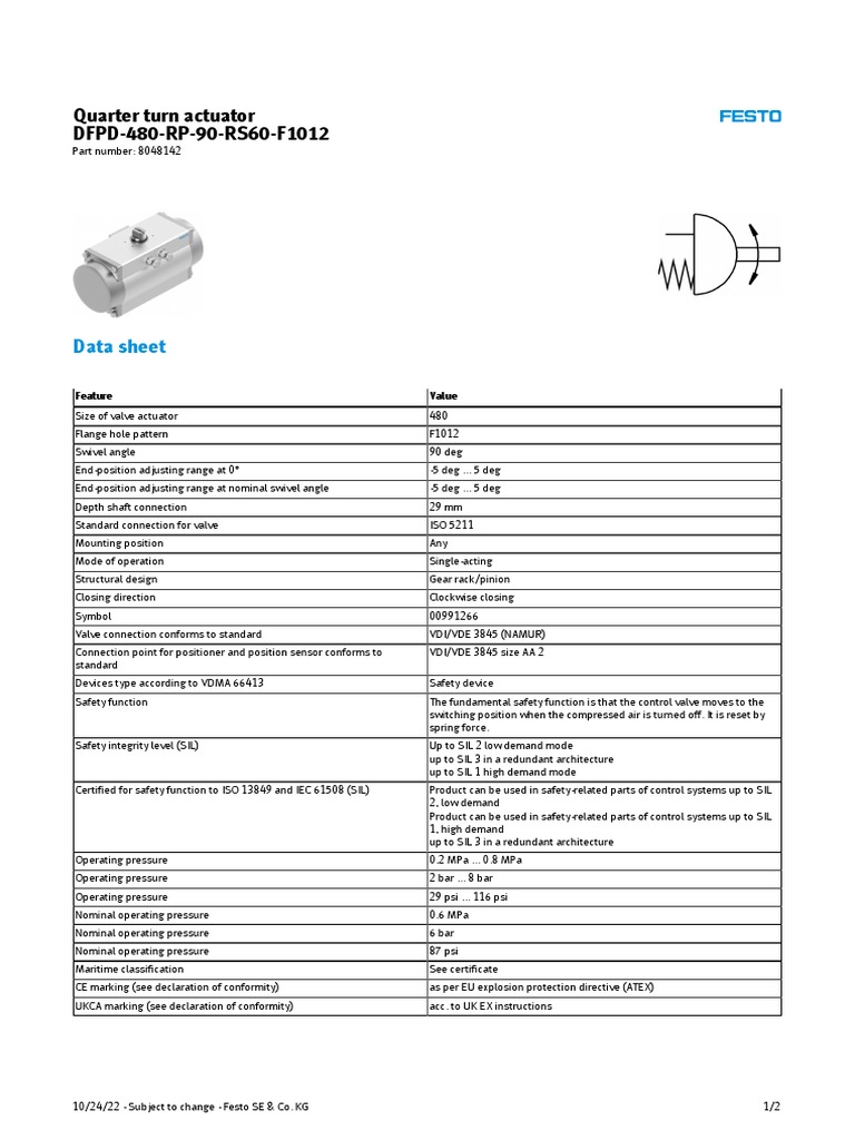 Actuator Data Sheet PDF Safety Mechanical Engineering