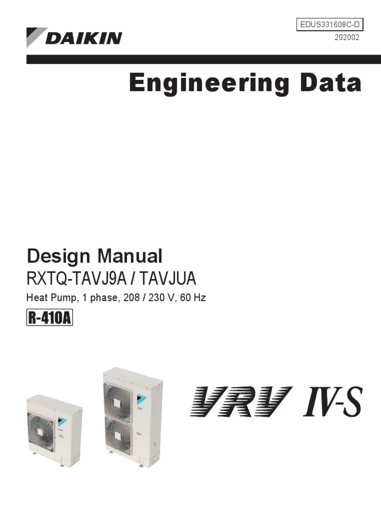 Daikin RXTQ Series Design Manual | PDF | Air Conditioning | Engineering ...