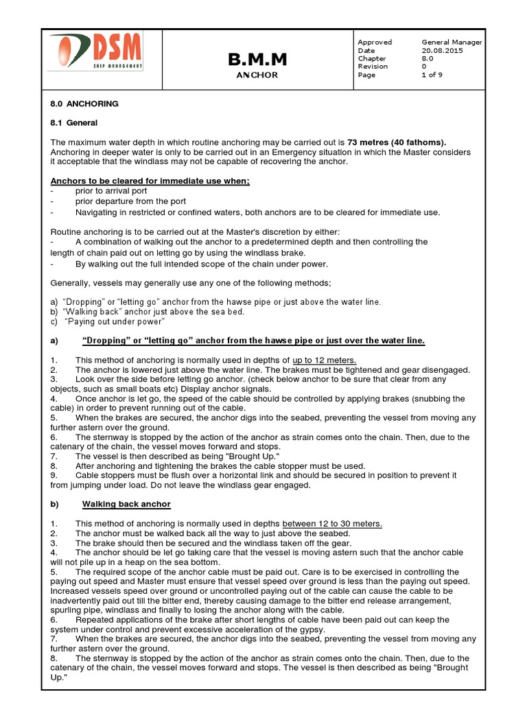 8 0 Anchoring At The Anchor Pdf