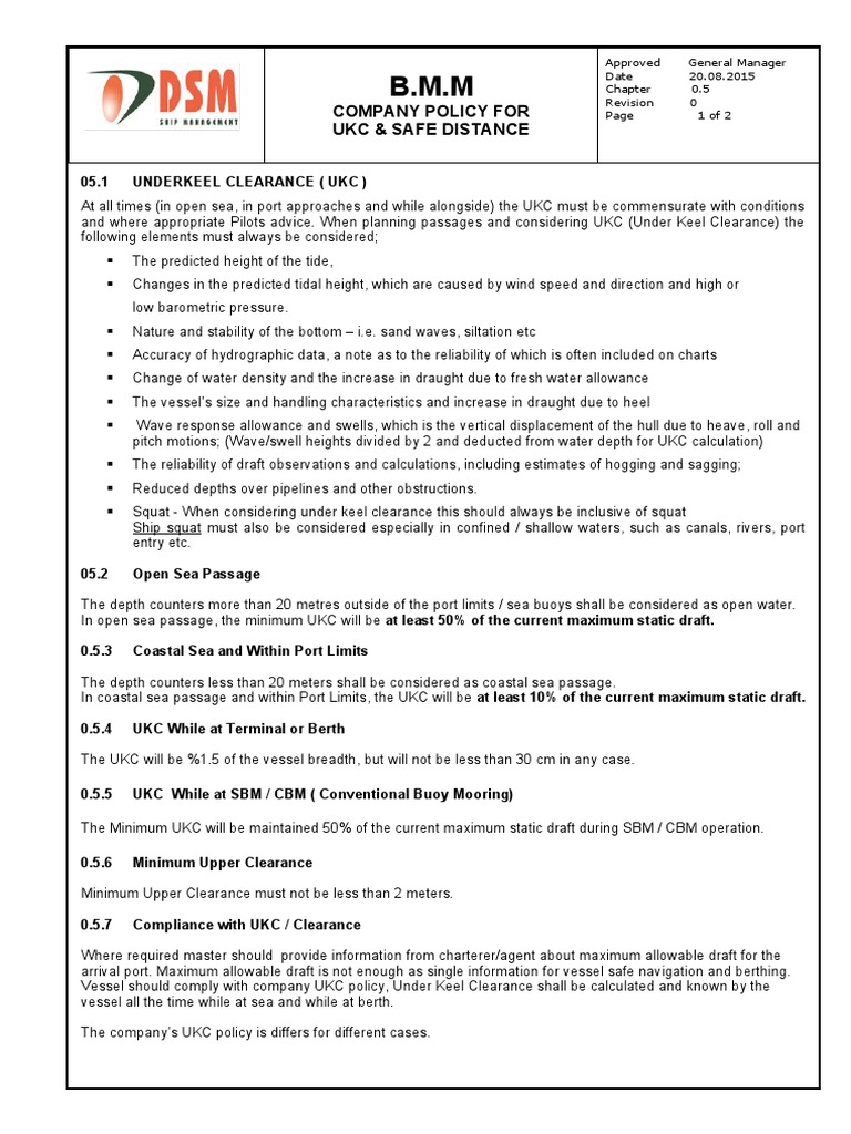 UKC Policy for Safe Maritime Operations | PDF