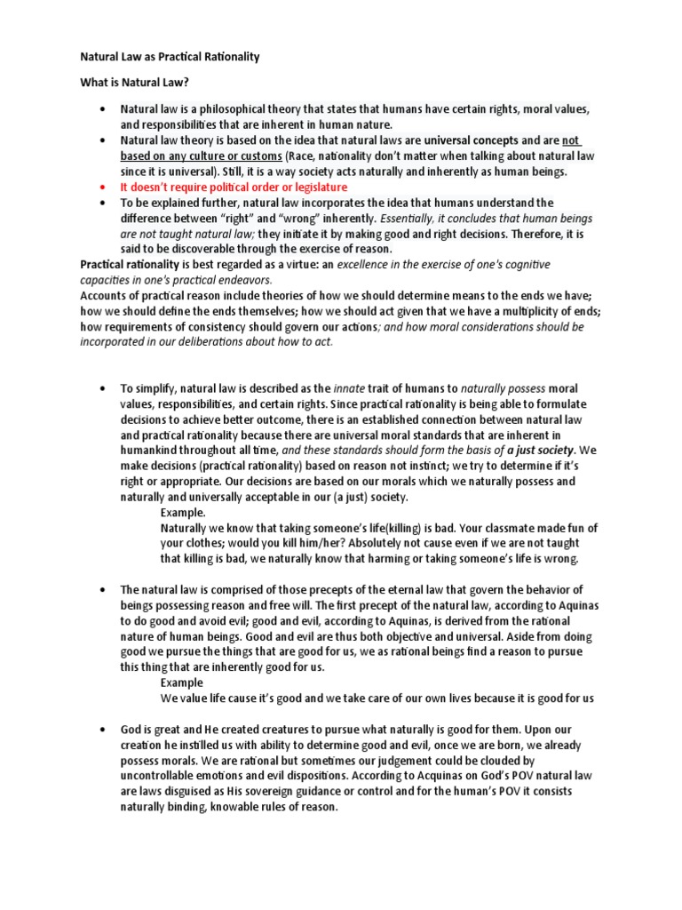 Natural Law and Practical Rationality | PDF | Natural Law | Reason