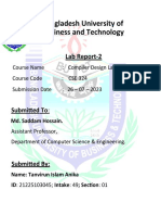 Angladesh University of Business and Technology: Lab Report-2