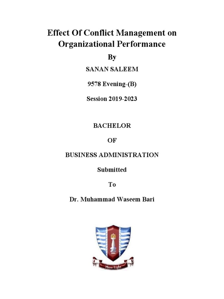 Impact of Conflict Management on Performance | PDF | Employment | Goal