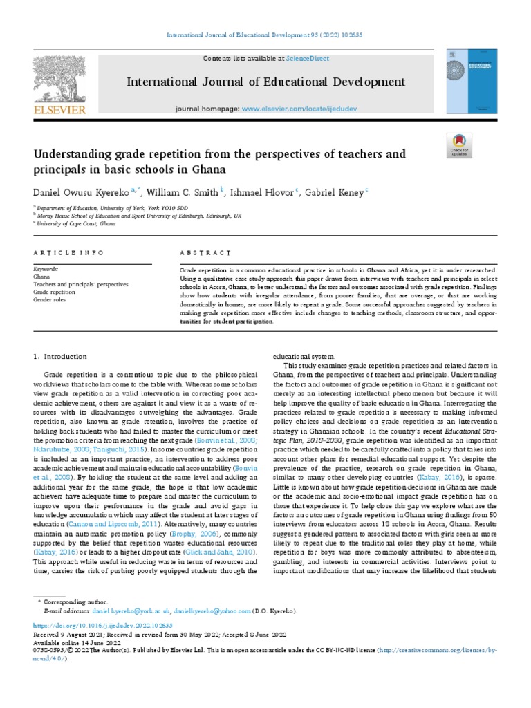 Understanding Grade Repitition Pdf Teachers Qualitative Research