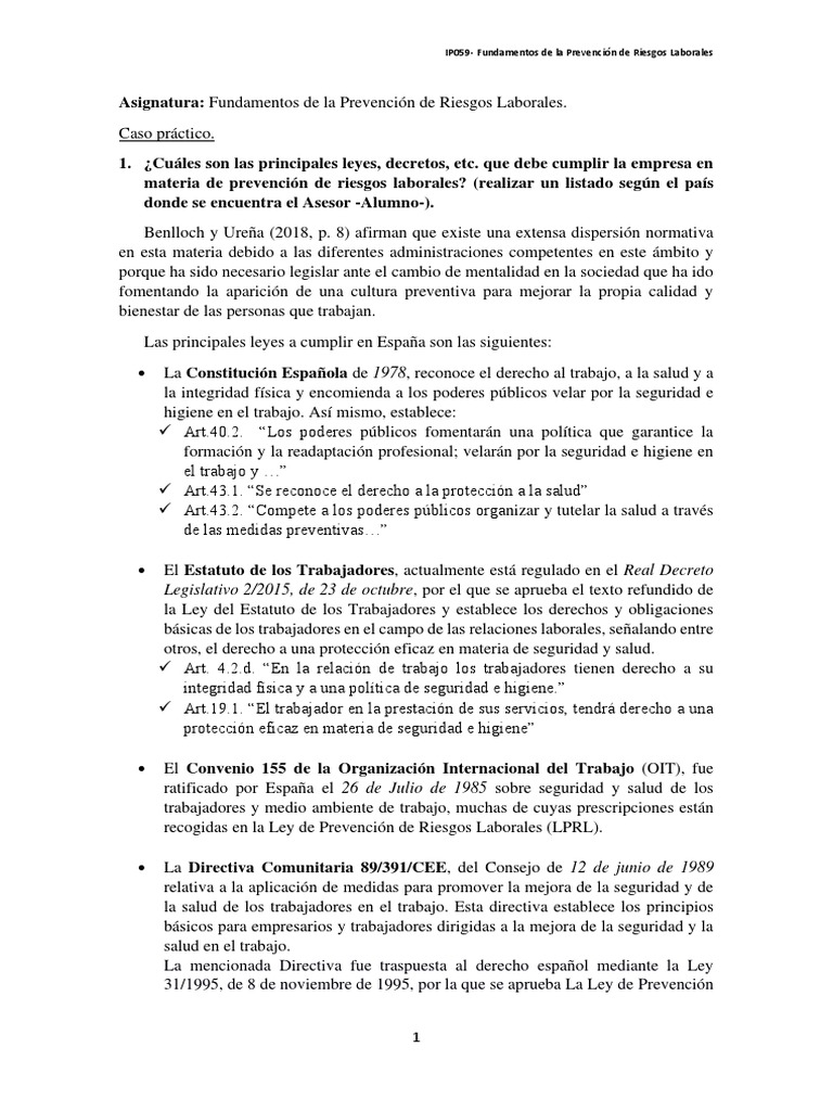 Normativa y Prevención de Riesgos Laborales | PDF | Derecho laboral ...