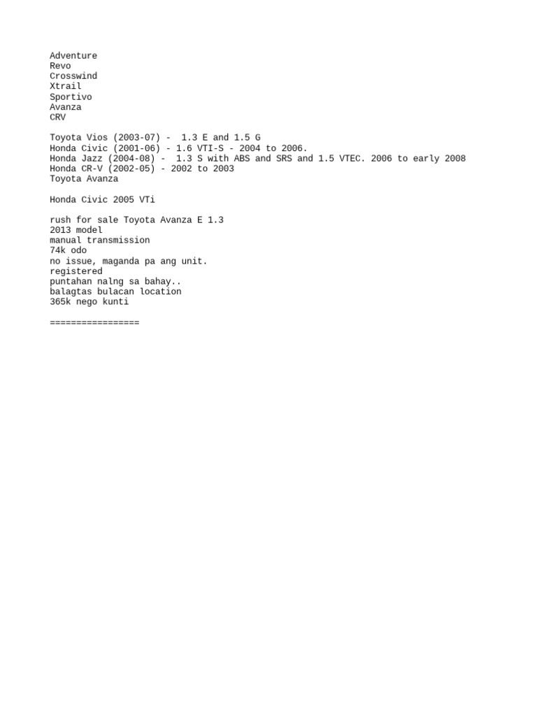 Cars | PDF