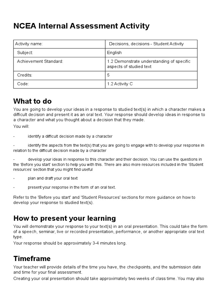 Tom Campbell - 1.2c Decisions, Decisions - Student Activity ...