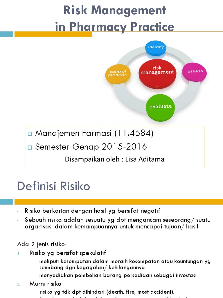 Risk Management In Pharmacy Practice Pdf Pengembangan Diri