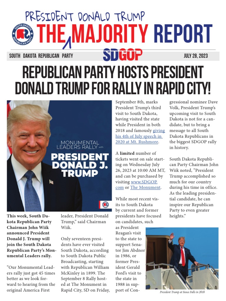 SDGOP Bringing Trump to Rapid Rally September 8 – Dakota Free Press