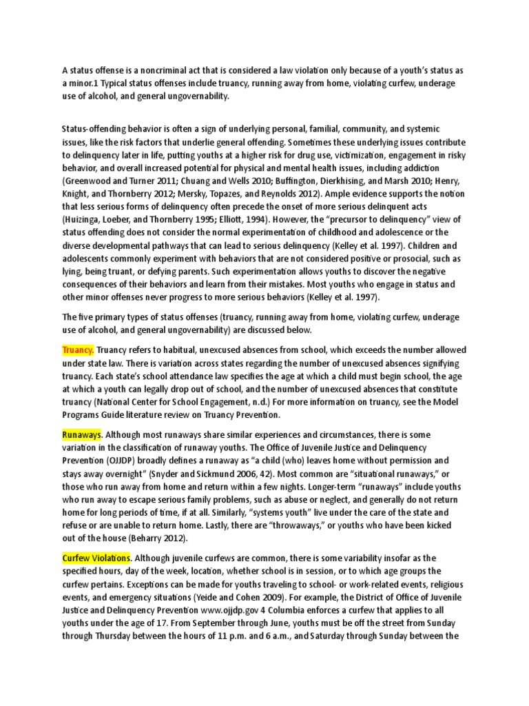 Underage Drinking as a Status Offense | PDF | Juvenile Delinquency ...