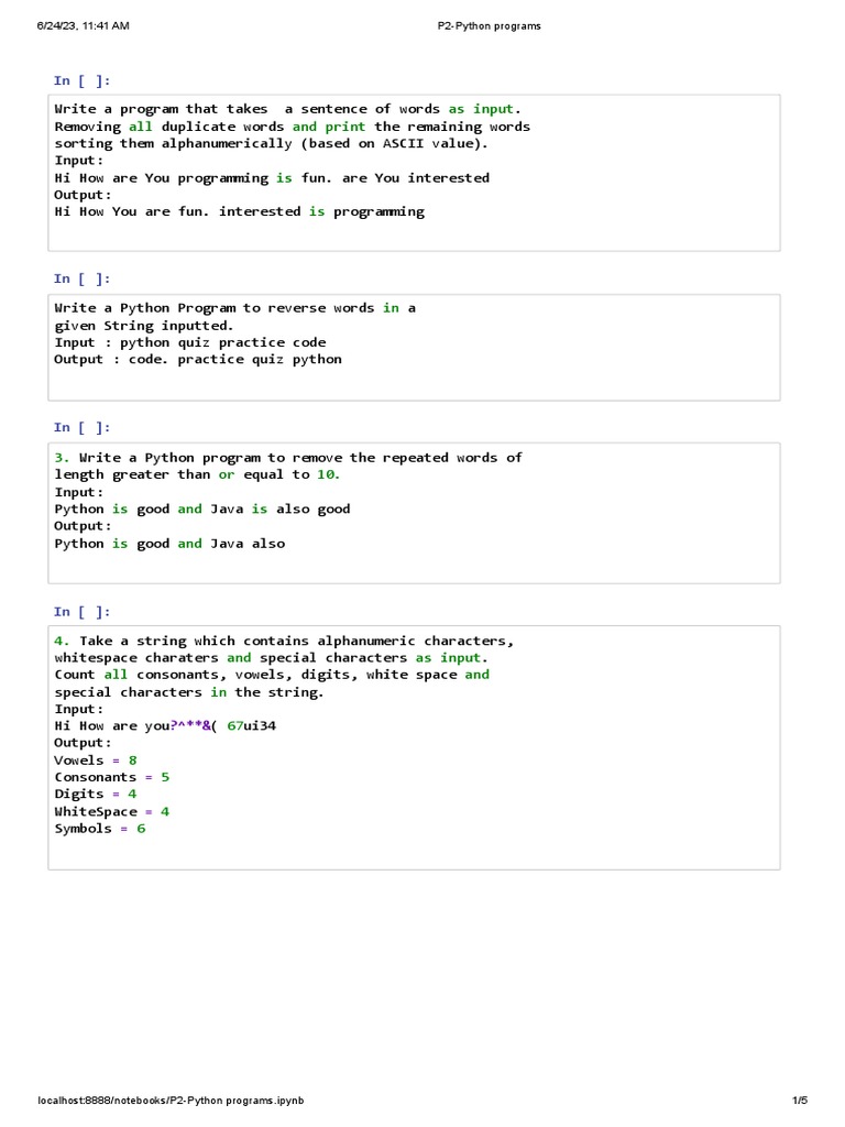 P2-Python Programs | PDF | Computer Programming | Computer Data
