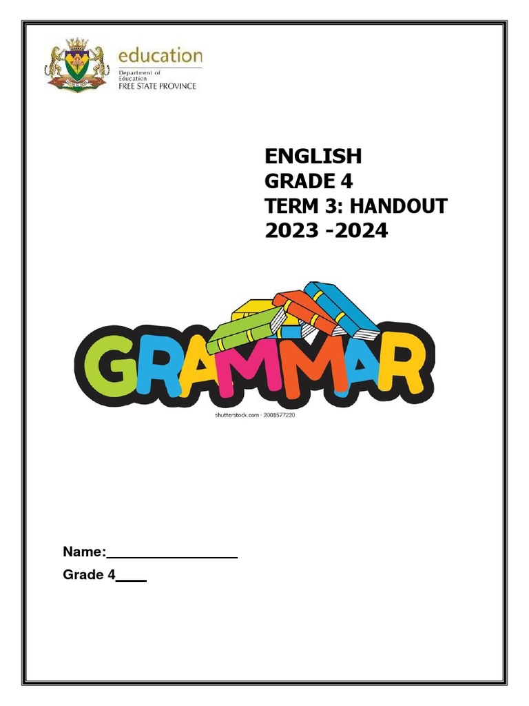 Grade 4 English Term 3 Guide 2023-2024 | PDF | English Language | Verb