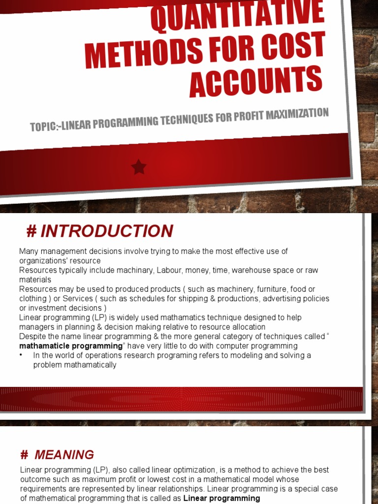 (LP) Profit Maximization | PDF | Mathematical Optimization | Linear ...