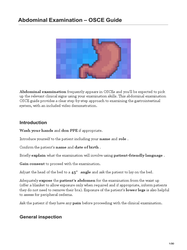 Abdominal Examination OSCE Guide | PDF | Abdomen | Medical Specialties