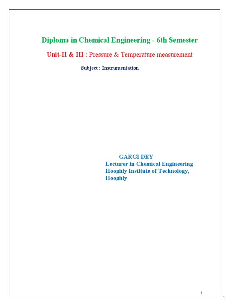 Pressure & Temperature Measurement Guide | PDF | Pressure Measurement ...