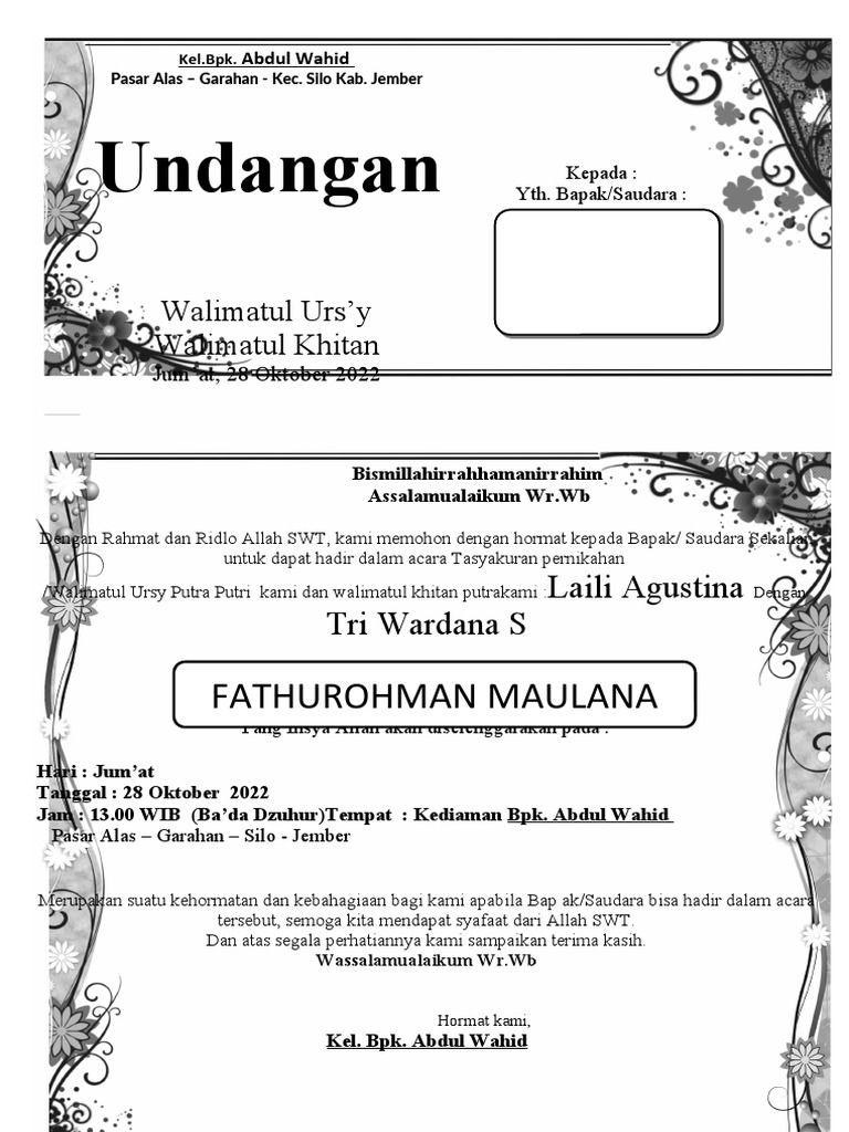 Undangan Walimah Word | PDF