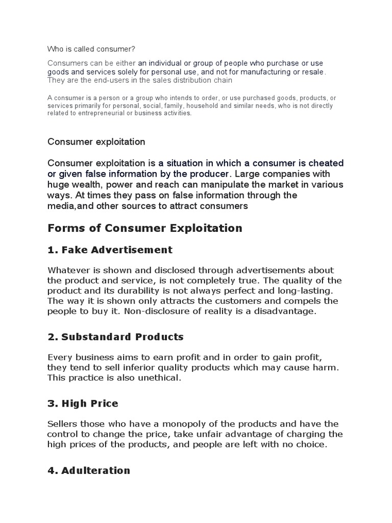 Understanding Consumer Exploitation | PDF | Consumer Behaviour ...