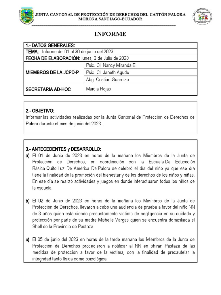Informe Junio | PDF | Trabajo Social | Violencia