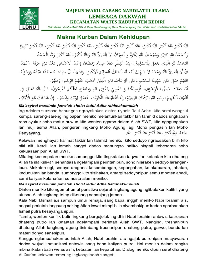 Khutbah Idul Adha 29 Juni 2024 PDF