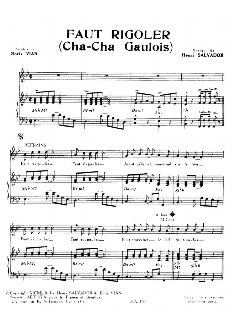 Henri Salvador - Faut Rigoler | PDF