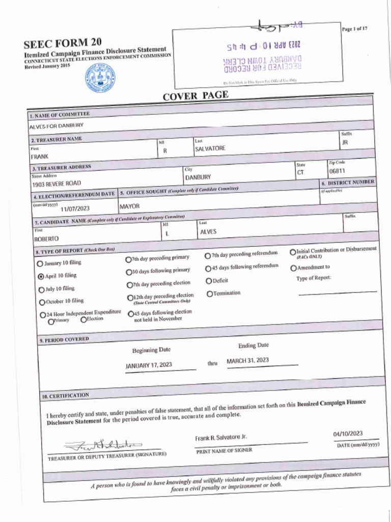 Alves For Danbury SEEC 20 April 10 2023 | PDF