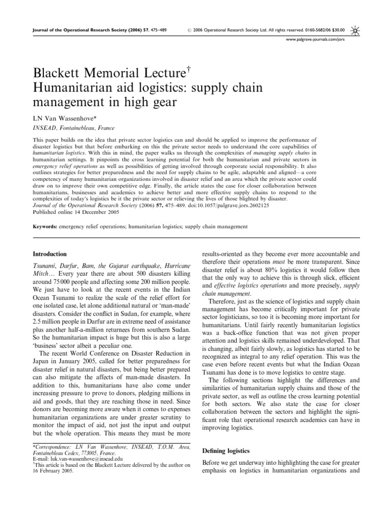 van-wassenhove-2006-humanitarian-aid-logistics-supply-chain-management