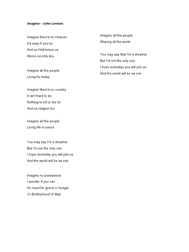 Imagine - John Lennon | PDF