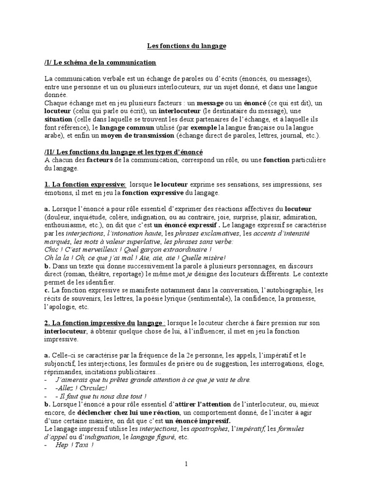 Fonctions du Langage et Types d'Énoncé | PDF | Phrase | la communication