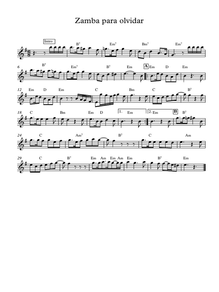 Zamba para olvidar Partitura completa PDF