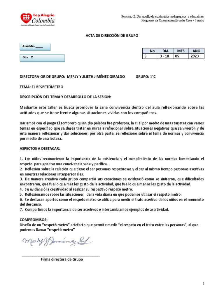 DC 1°c 3-10 May Acta 5 | PDF | Crecimiento personal y profesional ...