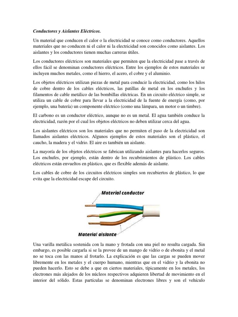 Conductores y Aislantes Eléctricos Explicados | PDF | Aislador ...