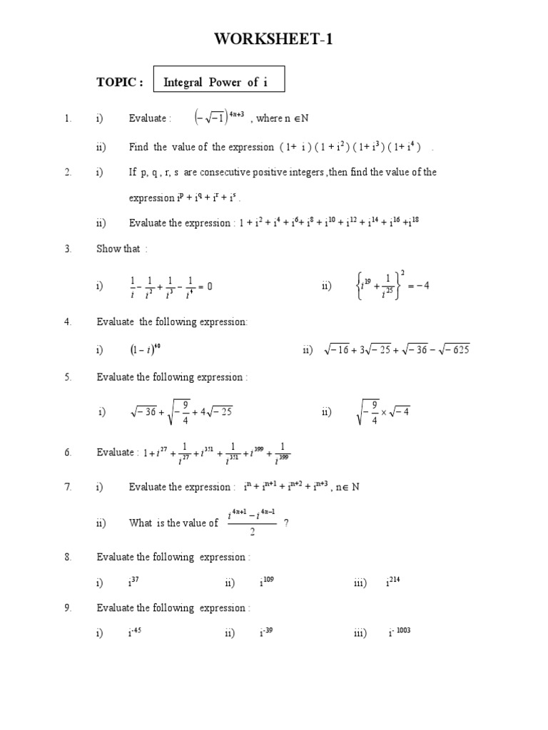 Complex Number (Sheet1) PDF