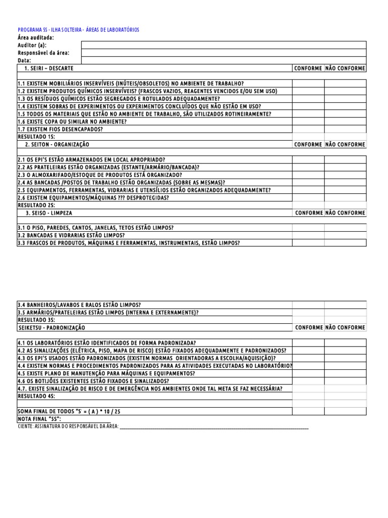 Avaliação do Programa 5S em Laboratórios | PDF | Tecnologia e Engenharia