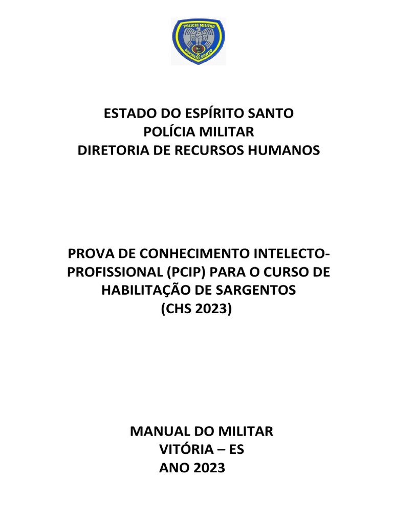 Prova de Conhecimento Intelecto Profissional (Pcip) para o Curso de ...