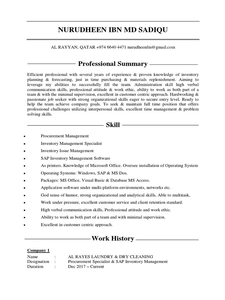 Nurudheen Ibn MD Sadiqu - Resume | PDF | Procurement | Supply Chain