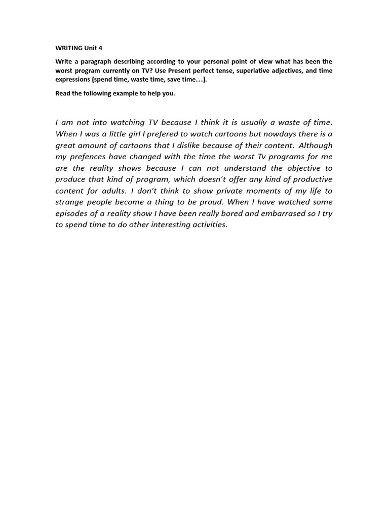 Writing Unit 4.Docx PDF