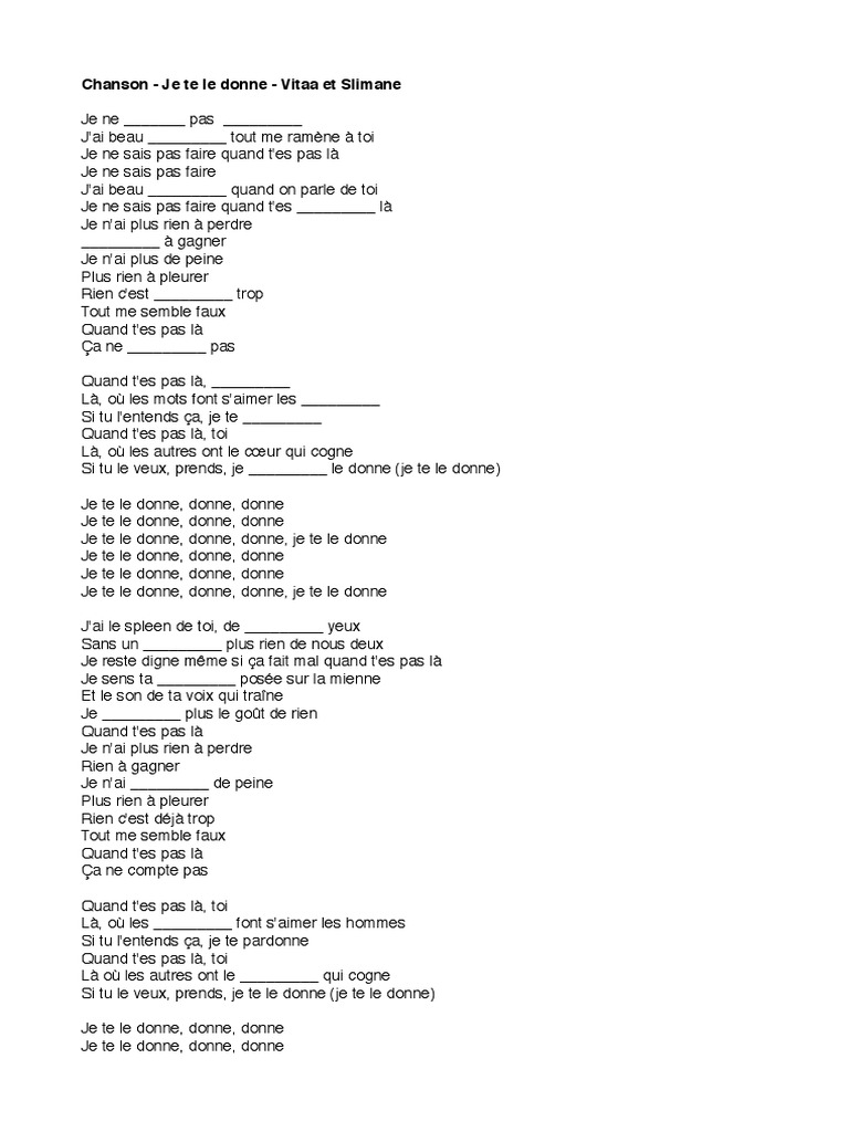 Chanson Je Te Le Donne Swathi PDF