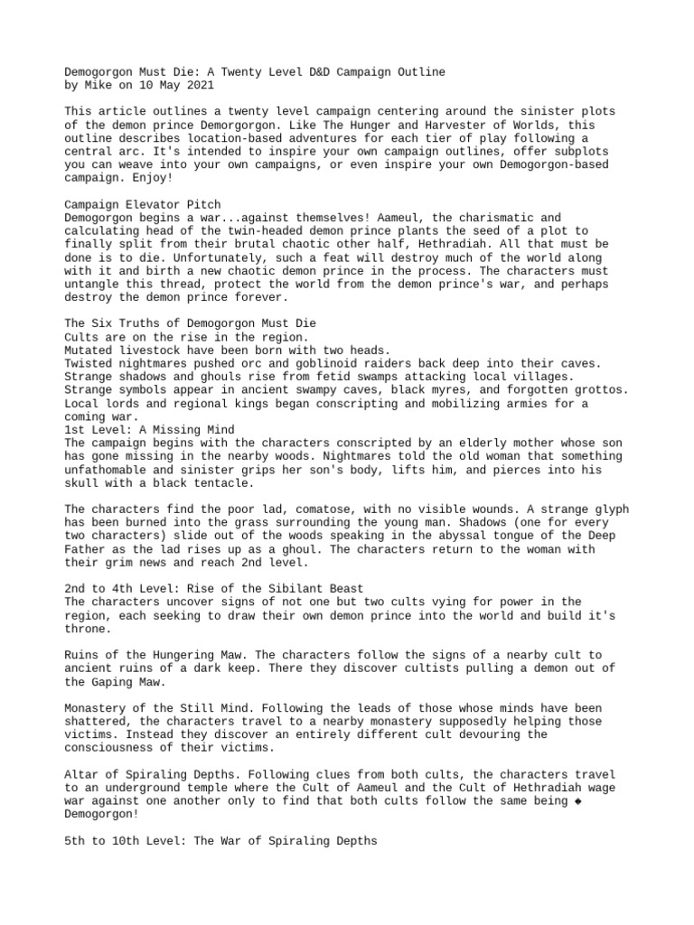 demogorgon adventure outline rpg ad&d | PDF
