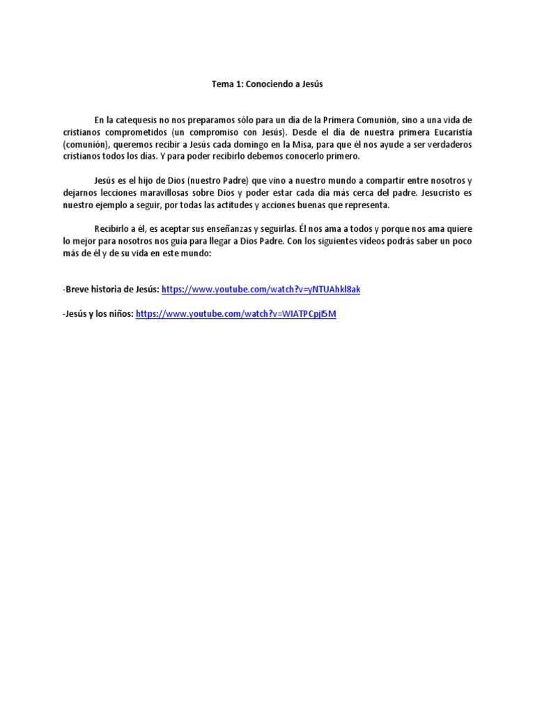 Tema 1 Conociendo A Jesús Pdf