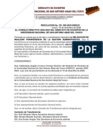 RESOLUCIÓN No. CD - 006-2022-SINDUC TRANSFERENCIA SINDUC