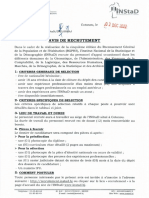 Avis de Recrutement Du Personnels D'appui Occasionnel Au RGPH5