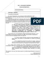 Folha de Resposta AVC - 2020 - Fundamentos Da Educação Especial - AIONE