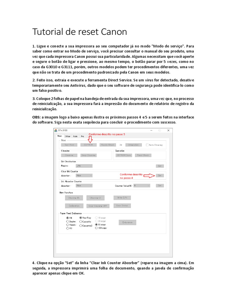 Reset de Impressoras Canon: Tutorial Completo | PDF | Finanças e ...
