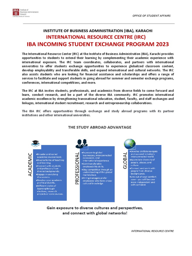 Policy For International Incoming Student Exchange Programs 2023 Iba ...
