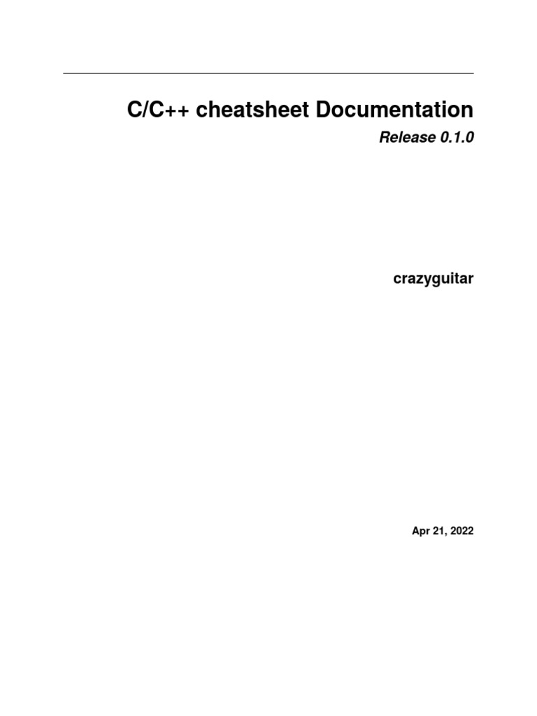 C/C++ Cheatsheet Documentation: Release 0.1.0 | PDF | Pointer (Computer ... image.