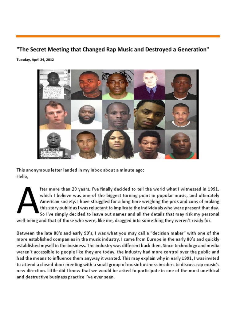 Secret Meeting's Impact on Rap Music PDF Prison Employment