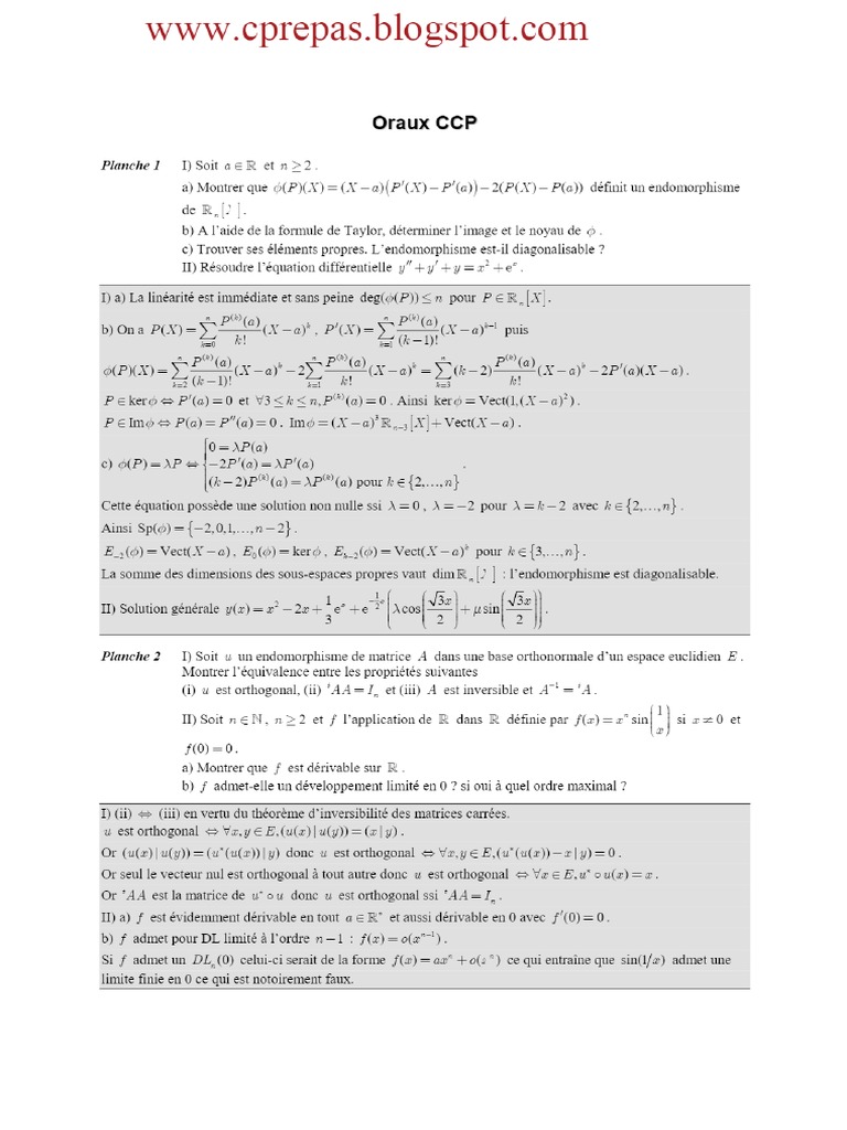 Oraux - CCP | PDF